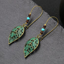 Vintage Bohemia Big Ear Hook Drop Earrings For Women Ethnic Geometric Leaf Wing Flower Hollow Round Boho Earings Antique Jewelry