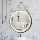 Wisfor Frame Round Mirror,Round Bathroom Mirror with Light,Wall Mounted Lighted Vanity Mirror, Anti-Fog & Dimmable Touch Switch