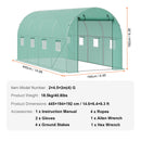 SucceBuy Walk-in Tunnel Greenhouse Hoop House Greenhouse Tunnel Plant House with Steel Frame Green PE Cover Roll-up Zipper Door