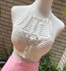 Sommerurlaub Strand Camis Lady Sexy Quasten Häkel-Camisole Frauen Sexy Quasten Bikini Camis weibliche Häkel-Neckholder Bikini-Tops