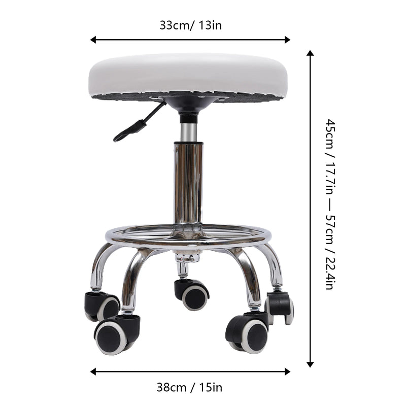 Adjustable Salon Chair with 360° Swivel Wheels 44-57cm Height Adjustable Hydraulic Rolling Rotating Stool for Home/Office/Bar