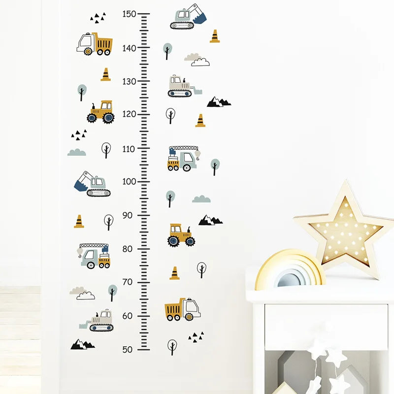 Cartoon Wall Stickers for Boys Room Decoration Traffic Track Cars Truck Tractor Bulldozer Wall Decals for Bedroom Nursery Room