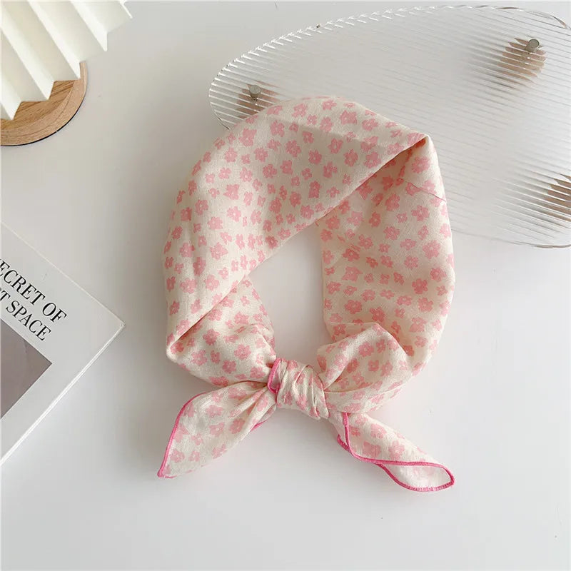 Approx 55cm Cotton Linen Square Scarf Neckerchief Spring Autumn Scarves Neck Scarf Turban Bandanas Headband Decoration for Women