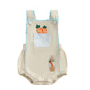 FOCUSNORM 0-18M Lovely Baby Boys Girls Easter Romper Overalls Rabbit Carrot Embroidery Sleeveless Square Neck Jumpsuit