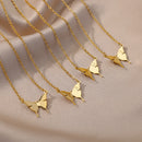 Stainless Steel Butterfly Initial Letter Necklaces For Women Minimalist Gold Color Butterfly Name Necklace Wedding Jewelry BFF