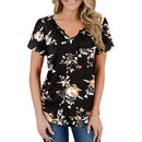 2024 Europe and the United States spring and summer new women's top printed V-neck short sleeve loose pocket T-shirt woman