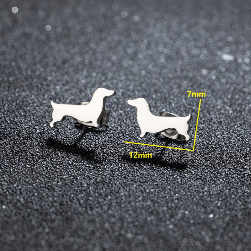 1Pair Dachshund Dog Earrings Lovely Pet Animal Ear Studs for Women Original Fashion Jewelry Set Cute Daily Gift