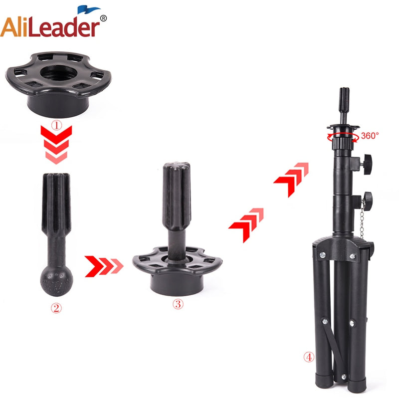 Alileader New 140Cm/64Cm Wig Stand Wig Tripod With Mannequin Canvas Block Head Adjustable Tripod Stand Wig Making kit TPins Gift