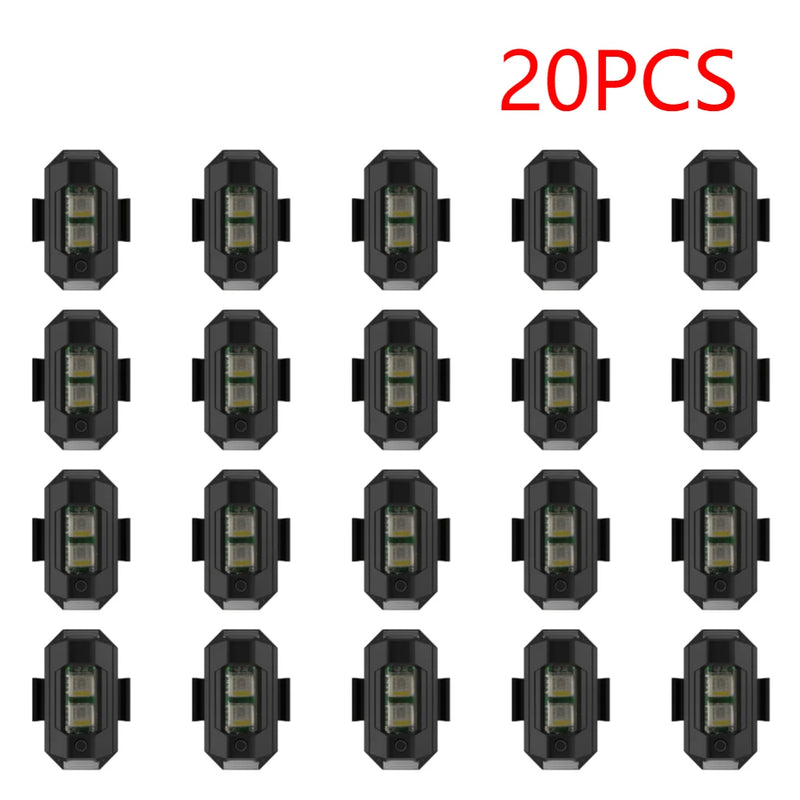 1-20pcs USB Rechargeable 7-Color LED Bicycle Taillight Drone Light Bike Safety Night Riding Warning Lamp Cycling Equipment