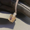 Huitan Two-tone Pendant Necklace with Pink Cubic Zirconia Sweet Women's Neck Accessories Wedding Party Luxury Fashion Jewelry