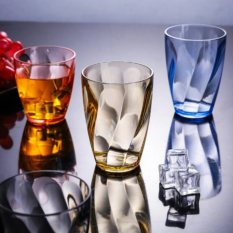 Unbreakable Plastic Drinking Glasses 390ml Shatterproof Water Tumblers Reusable Fruit Juice Beer Champagne Cup for Bar