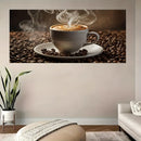 Coffee art canvas print, mural decoration, suitable for living room bedroom and hallway, 1.5 inch thick pine solid wood frame