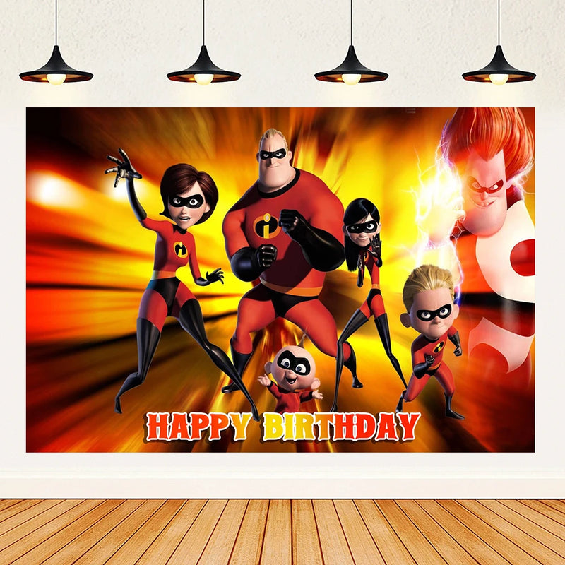 Cartoon The Incredibles Theme Boy Birthday Party Latex Balloons Cake Topper Banner Background Baby Shower Supplies For Kids Gift