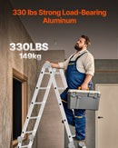 SucceBuy Multi-Purpose Folding Ladder 7-in-1 Tall Step Ladder A Frame Adjustable Telescoping for Household Outdoor Work