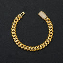 Hip Hop Rock Stainless Steel Rhombus Cuban Miami Link Chain Bracelets for Men Bling Iced Out Rapper Jewelry Gold Silver Color