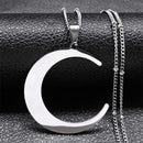 Gothic Stainless Steel Moon Necklace for Women Black Color Big Neckless Jewelry collar acero inoxidable mujer N3107S03
