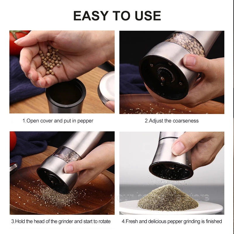 Pepper Grinder Stainless Steel Adjustable,Long Lasting Fresh Keeping Spice Grinder Professional,Use for Pepper,Cumin,Sea Salt