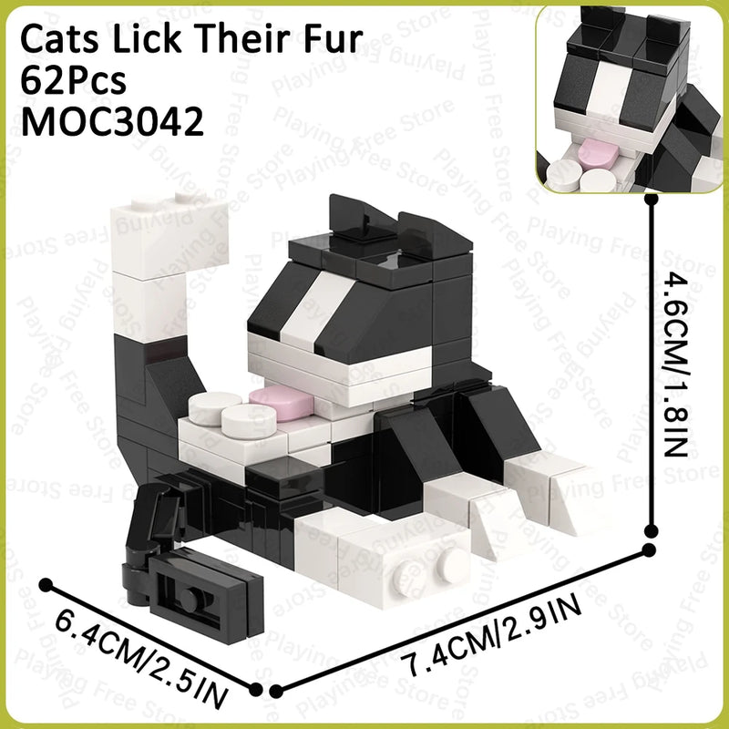 MOC Animal Brick Cat Shark Easter Bunny Deer Rabbit Compatible Building Blocks Set Assembly Toys For Children Adult Friends Gift