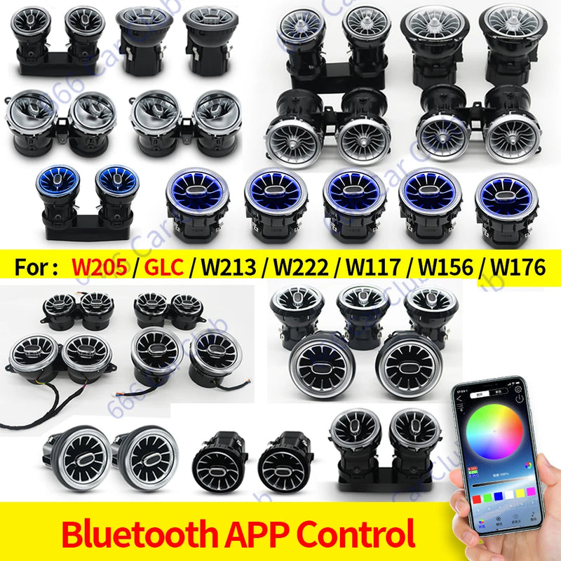 256 Colour LED Vents For Mercedes Benz C Class W205 W447 W213 W156 W117 W176 Bluetooth APP Control Car Nozzle Turbine Air Outlet