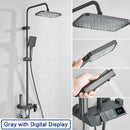 Rozin Black Smart Digital Display Shower Faucet Set Piano Style Rainlfall Bathroom System Grey Digital Mixer Tap Bidet Shower