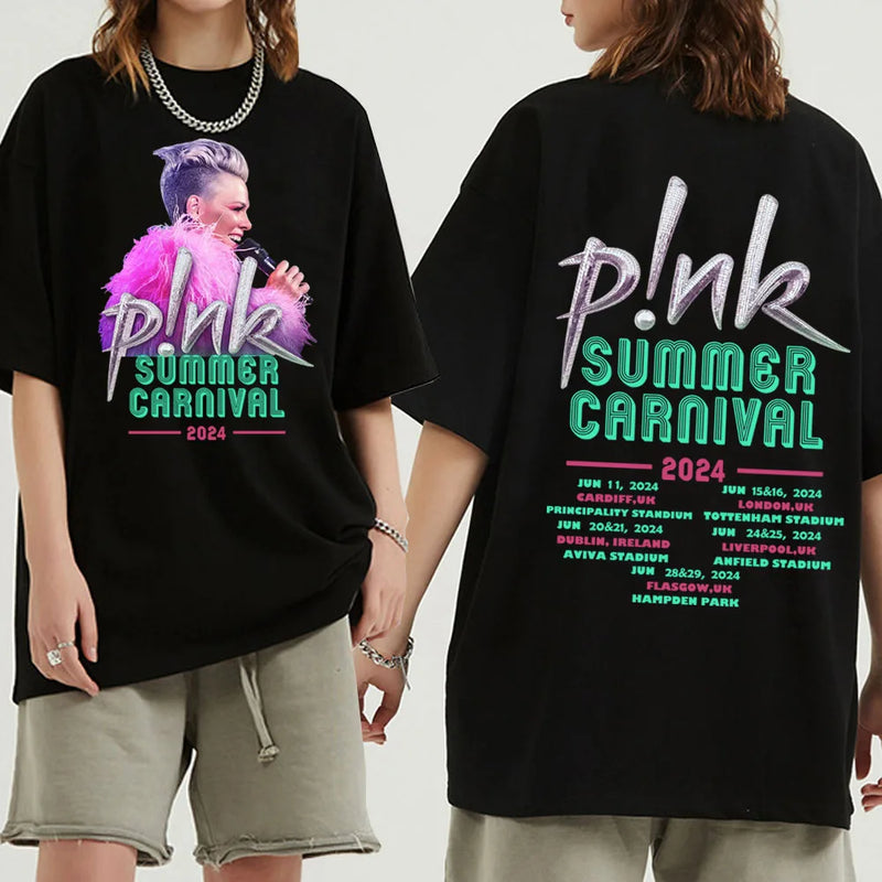 Pink Singer Summer Carnival 2024  T-Shirts  Fan Shirt Man Woman Harajuku O-Neck Short Sleeve Shirts Fans Gift