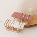 1pc Wooden Base T-Shaped PU Leather / Velvet Bracelet Display Rack Bangle Watch Hairband Jewelry Storage Stand Holder Organizer