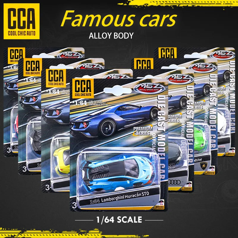 CCA Model Cars 1/64 Collection Series World Famous Car Simulation Diecast Vehicle Gift for Hot Wheels Boy Teenagers Toys