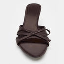 Sweet Bow Slippers for Women 2025 New Summer Thin Heel Flip-flops Versatile Pointed Toe Open Toe High Heel Cool Mop