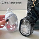 Portable Mini Clear Zipper Storage Bag - Space-Saving Cable Organizer for Earphones Chargers Versatile with Handy Keychain Loop