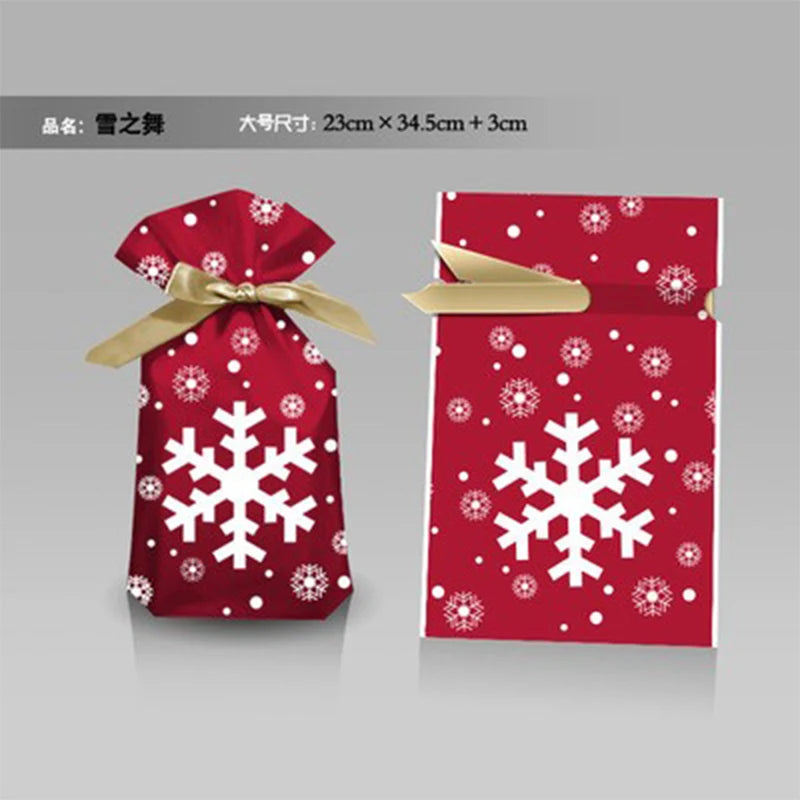 Hot Sale 10Pcs/Lot 15x23cm Christmas Plastic Gift Bag Party Favor Boutique Cosmetics Candy Gifts Packaging Bags With Drawstrings