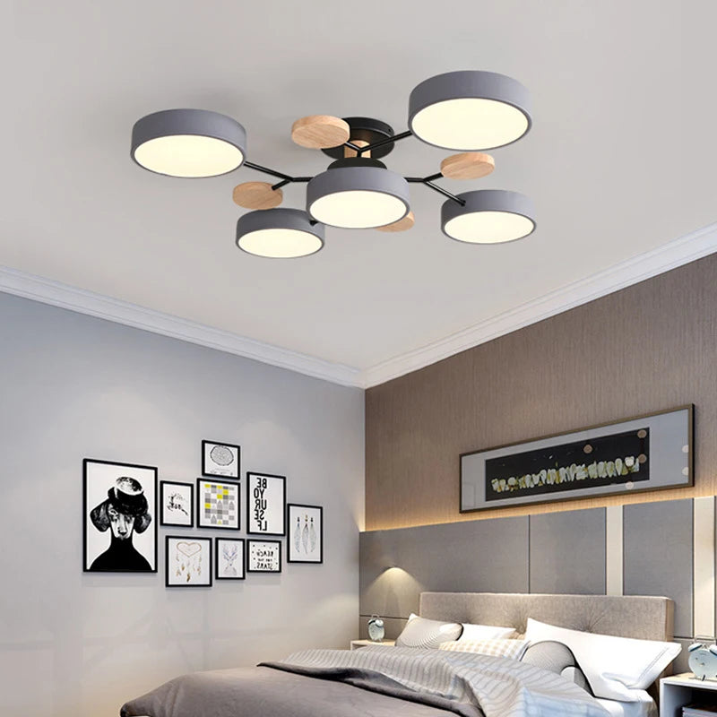 LED Chandelier with 3 Different Colors Suitable for Living Room Bedroom Study Home Decoration Indoor Lighting AC90-260V