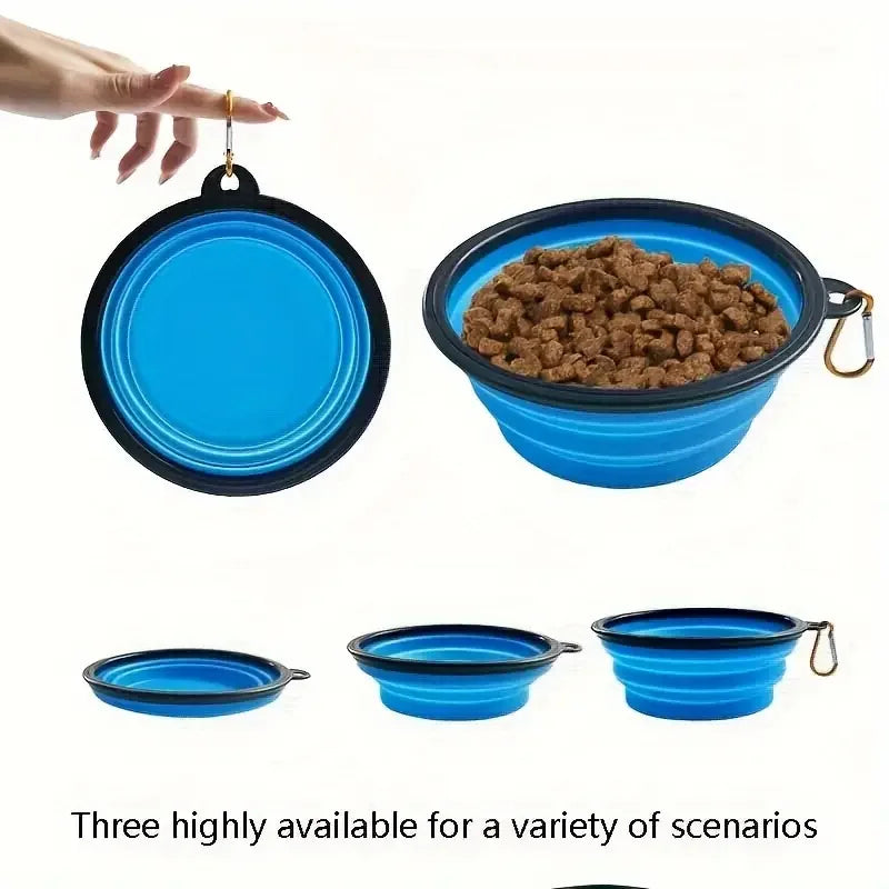 Collapsible Pet Silicone Dog Food Water Bowl Outdoor Camping Travel Portable Folding Pet Supplies Pet Bowl Dishes with Carabiner