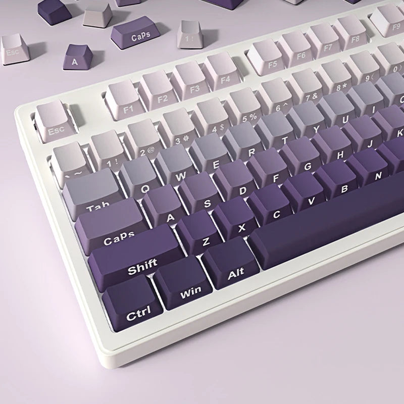 Gradient Purple Double Shot PBT Keycaps Cherry/OEM Profile 136 Keys Side Printed Keycaps for Gateron Cherry MX Switches Keyboard