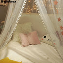 Babyzimmer Moskitonetz Kinderbett Vorhang Baldachin Rundes Gitterbett Netz Betthimmel Baldachin Dekoration Mädchen Schlafzimmer Accessoires Dropship