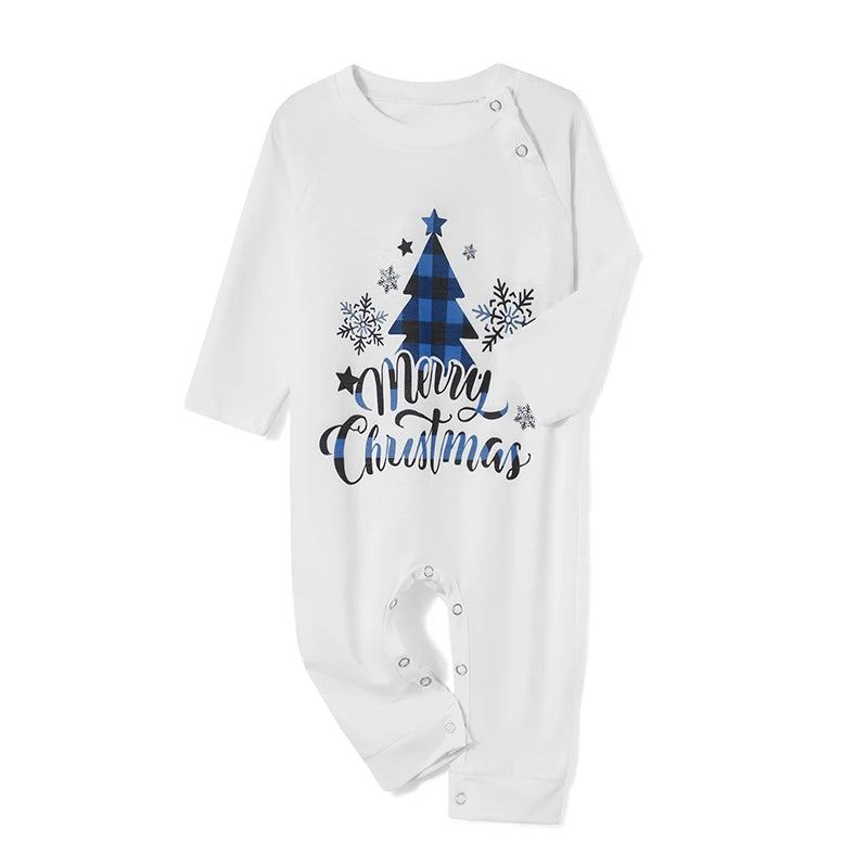 Christmas Family Matching Pajamas Sets Christmas PJ's Letter Print Top and Plaid Pants Jammies Sleepwear