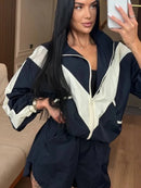 The Meridian Set | Cropped Zip Jacket and Wide Leg Trouser Set
