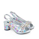 2025 Rhinestone Design INS Hot Sale New Arrivals African Shoes and Bag Set in Silver Color Open Toe Comfortable Women Heels