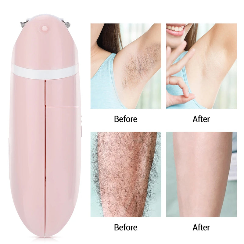 Women Electric Epilator Shaver Painless Hair Removal Tools Body Facial Trimmer +Salicylic Acid Pore Refining Cream