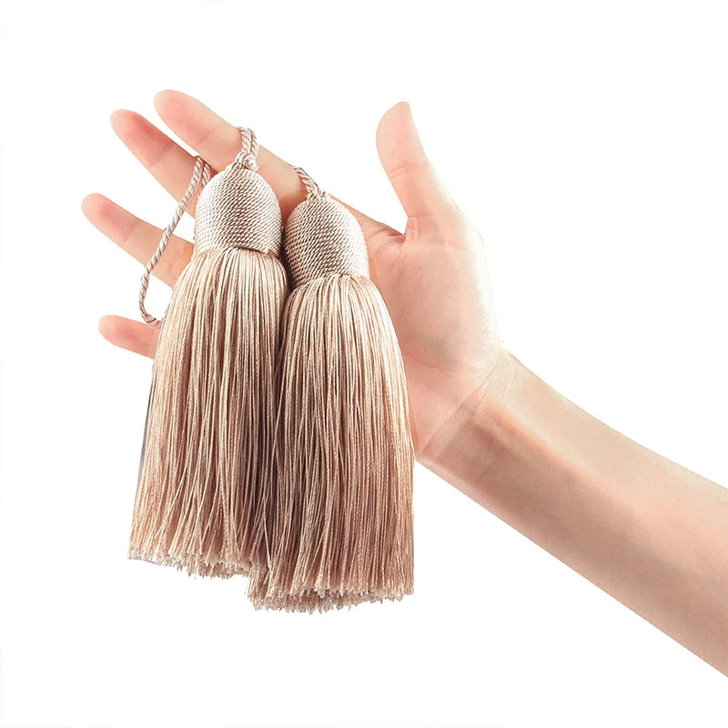 2Pcs Hanging Rope Tassels Sewing Bang Silk Fringe Trim Key Tassel for DIY Curtain Accessories Home Decoration Fringe Bag Gift