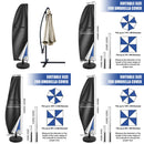 Waterproof Oxford Cloth Outdoor Sunshade Umbrella Cover Garden Weatherproof Patio Cantilever Parasol Rain Cover with Push Rod