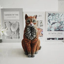 3D Cat Statue Resin Animal Sculpture Home Decor Accessories Sitting Cat Rupture Figurine Modern Art Crafts Collection Ornaments