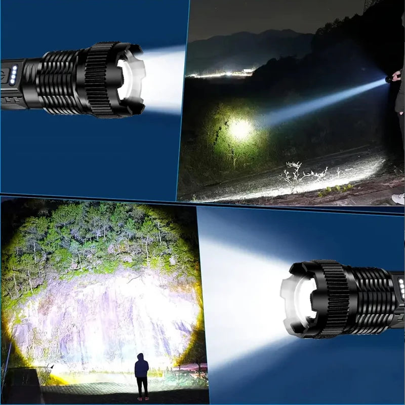 High Power Led Flashlights Very Strong Tactical Torch 6 Modes Rechargeable Camping Fishing Emergency Zoom Lantern