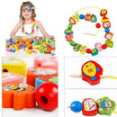 9/36 Stück Holzspielzeug Baby DIY Spielzeug Cartoon Früchte Tier Schnürung Holzperlen Spielzeug Montessori Pädagogisch für Kinder