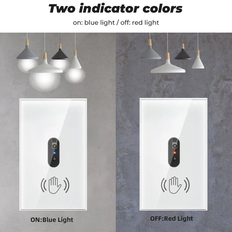 110V 220V 10A Smart Wall Light Switch Hand Sweep Sensor Glass Screen Panel without Touch EU US IR Infrared Lights Sensor Switch