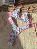 Leopard Floral Brazilian Mini Thong Bikini Women Swimwear Female Swimsuit Two-pieces Bikini set Bather Bathing Suit Swim K6286