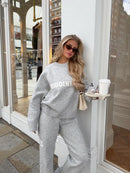 Y2k Spring And Autumn Gray Letter Sweater Women's Fashion Street Retro Casual Trendy Pullover Men's And Women's Loose Sweatshirt