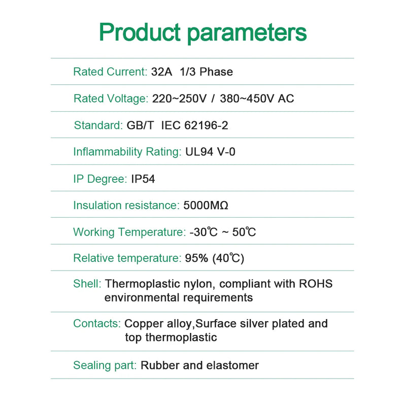 Chiefleed GBT To Type 2 IEC-62169 32A 7.2/22kw EV Charging Adaptor For EU Eletric Vehicle Conventor Hybrid Cars