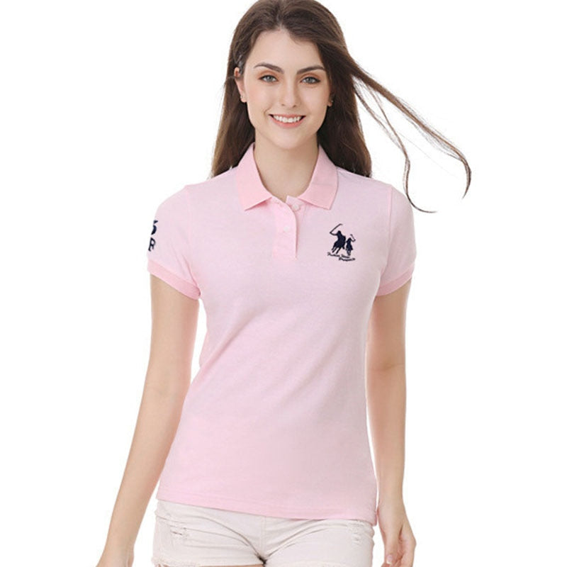 High-Quality Summer New Style Short-Sleeved Women's Big-Horse Polo Shirt Casual 100% Cotton Lapel Slim-fit Women'sTop Tees S-3XL