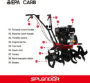 Gas Powered Tiller 4 Cycle Engine 212Cc Working Width Adjustable 13In-22In-33.5In