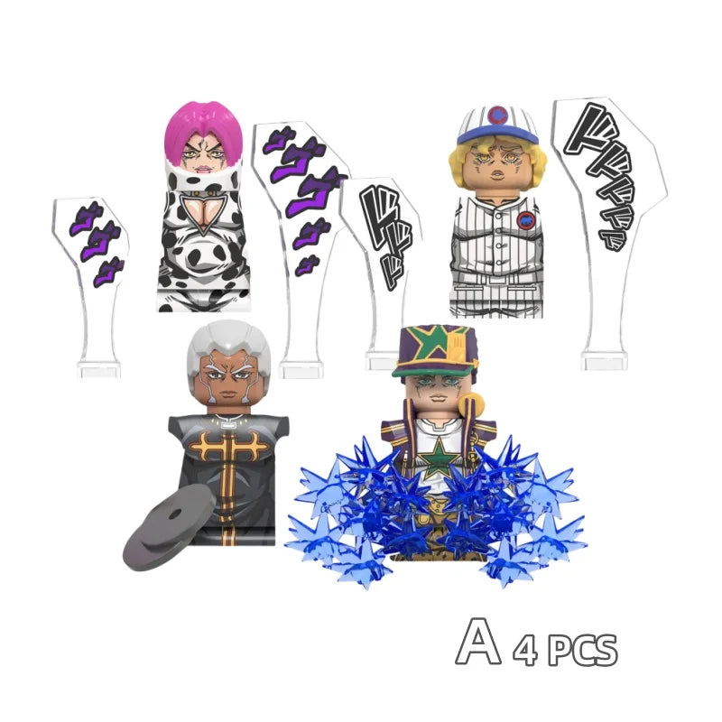 Anime JoJo Bizarre Adventure Building Blocks Kujo Jotaro Jolyne Emporio Anime Action Figure Mini Assemble Model Toys Gift